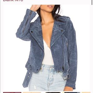 BLANKNYC Women's Suede Moto Jacket Slate Blue